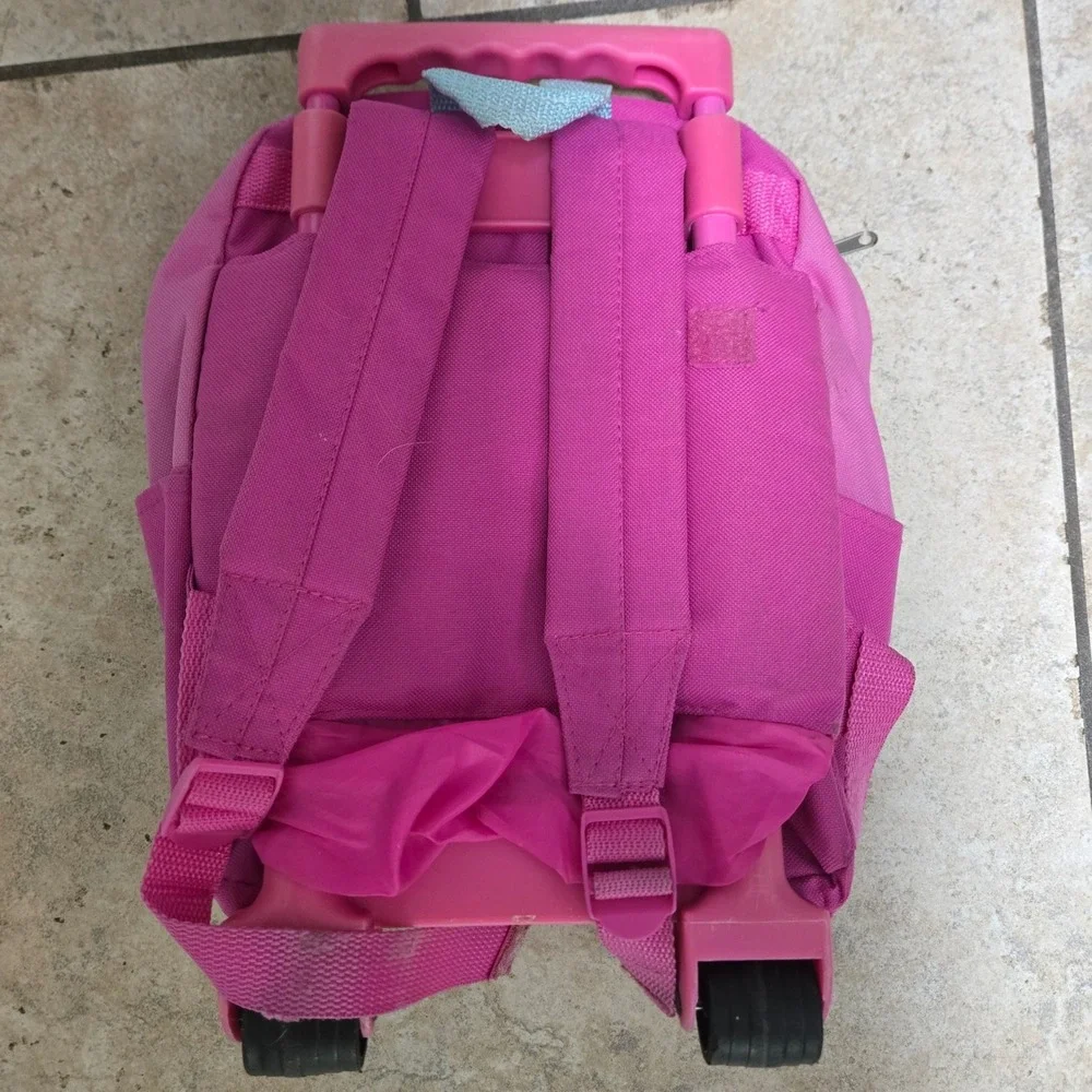 Disney Princess Rolling Backpack Pink Belle Cinderella Aurora Kids Travel Bag